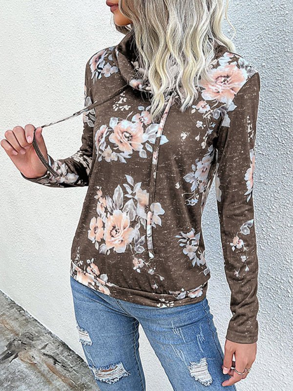 New Ladies Long Sleeve Floral Print Sweatshirt - Outerwear